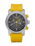 Burberry Sport Chronograph Grey Dial Yellow Rubber Strap Watch for Men - BU7712