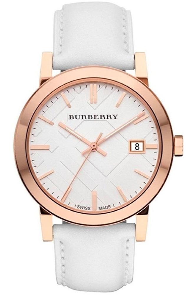 Burberry The City White Dial White Leather Strap Watch for Women - BU9012