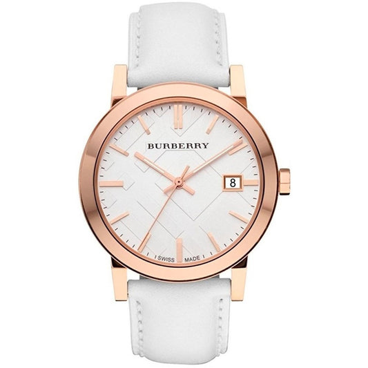 Burberry The City White Dial White Leather Strap Watch for Women - BU9012
