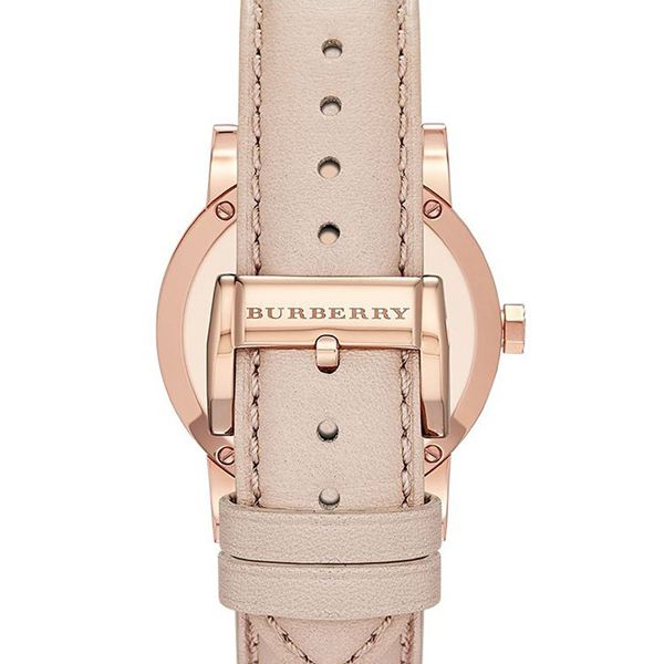 Burberry The City Rose Gold Dial Beige Leather Strap Watch for Women - BU9014