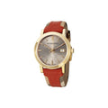 Burberry The City Gold Dial Orange Leather Strap Watch for Women - BU9016