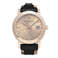 Burberry The City Gold Dial Black Leather Strap Watch for Men - BU9032