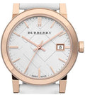 Burberry The City White Dial White Leather Strap Watch for Women - BU9012