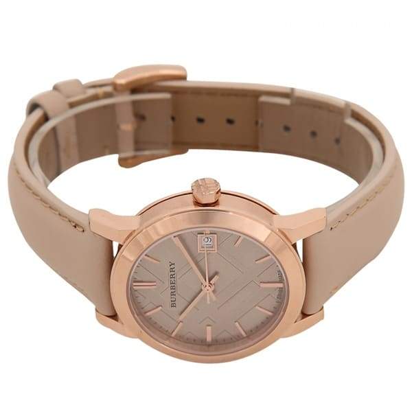 Burberry The City Beige Dial Beige Leather Strap Watch for Women - BU9109