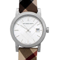 Burberry The City White Dial Beige Leather Strap Watch for Women - BU9113