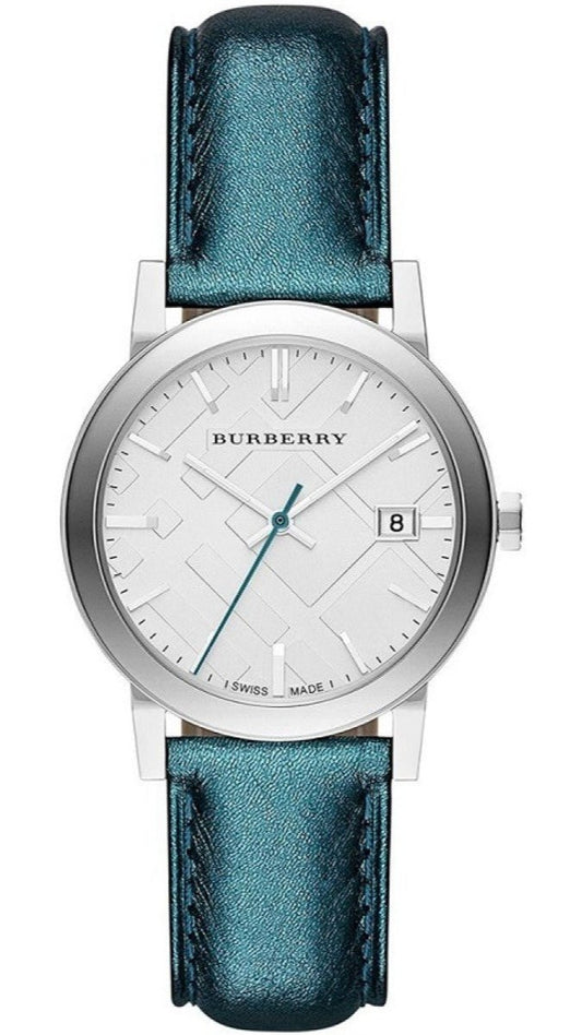 Burberry The City White Dial Blue Leather Strap Watch for Women - BU9120