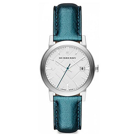 Burberry The City White Dial Blue Leather Strap Watch for Women - BU9120