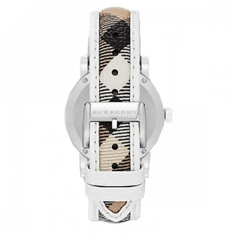 Burberry The City Silver Dial Brown Leather Strap Watch for Women - BU9136