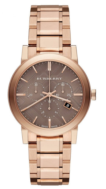 Burberry The City Grey Dial Rose Gold Steel Strap Unisex Watch - BU9754