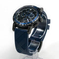 Burberry The City Sport Chronograph Black Dial Blue Rubber Strap Watch For Men - BU9807