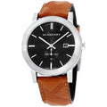 Burberry The City Black Dial Brown Leather Strap Watch for Men - BU9905