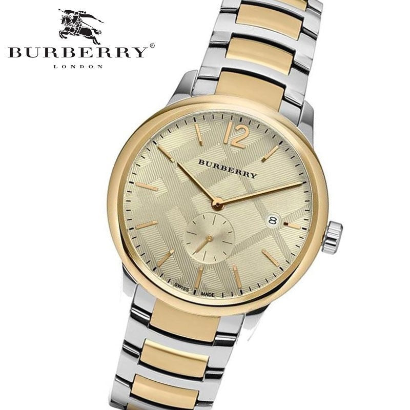 Burberry The Classic Gold Dial Two Tone Stainless Steel Strap Watch for Men - BU10011