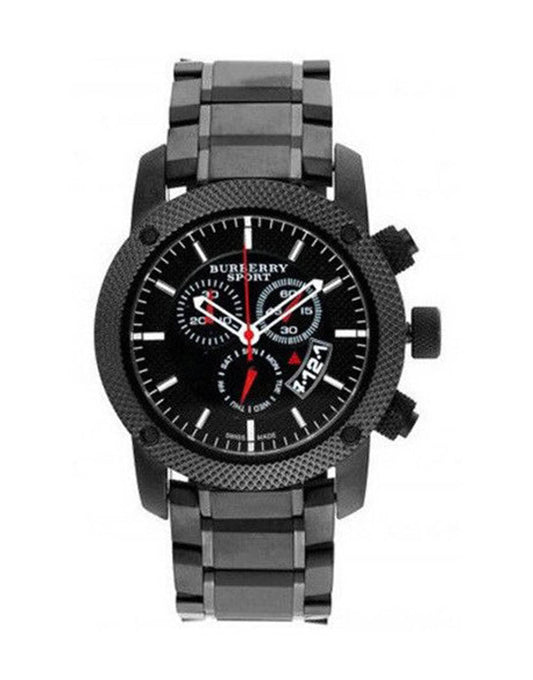 Burberry Sport Chronograph Black Dial Black Stainless Steel Strap Watch for Men - BU7703