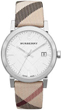 Burberry The City White Dial Beige Leather Strap Watch for Women - BU9113