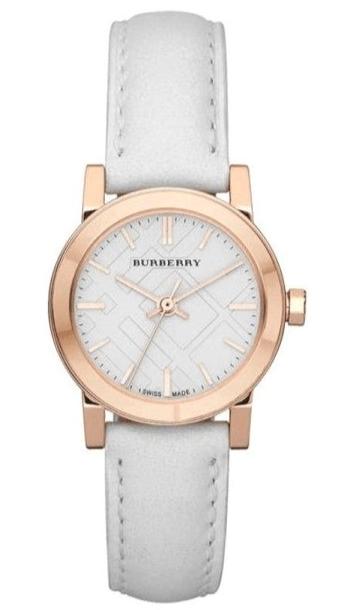 Burberry The City White Dial White Leather Strap Watch for Women - BU9209