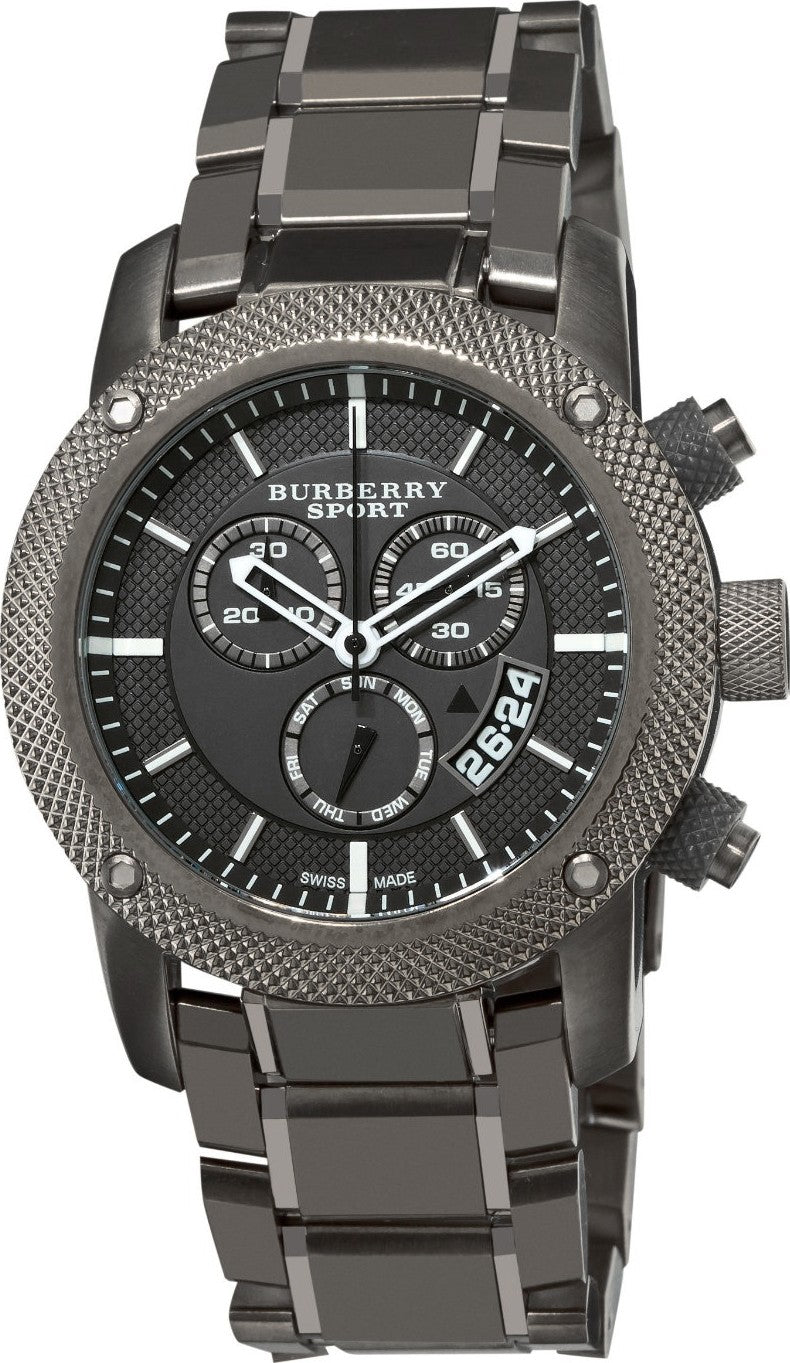 Burberry Endurance Chronograph Black Dial Black Steel Strap Watch For Men - BU9801