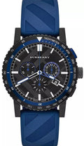 Burberry The City Sport Chronograph Black Dial Blue Rubber Strap Watch For Men - BU9807