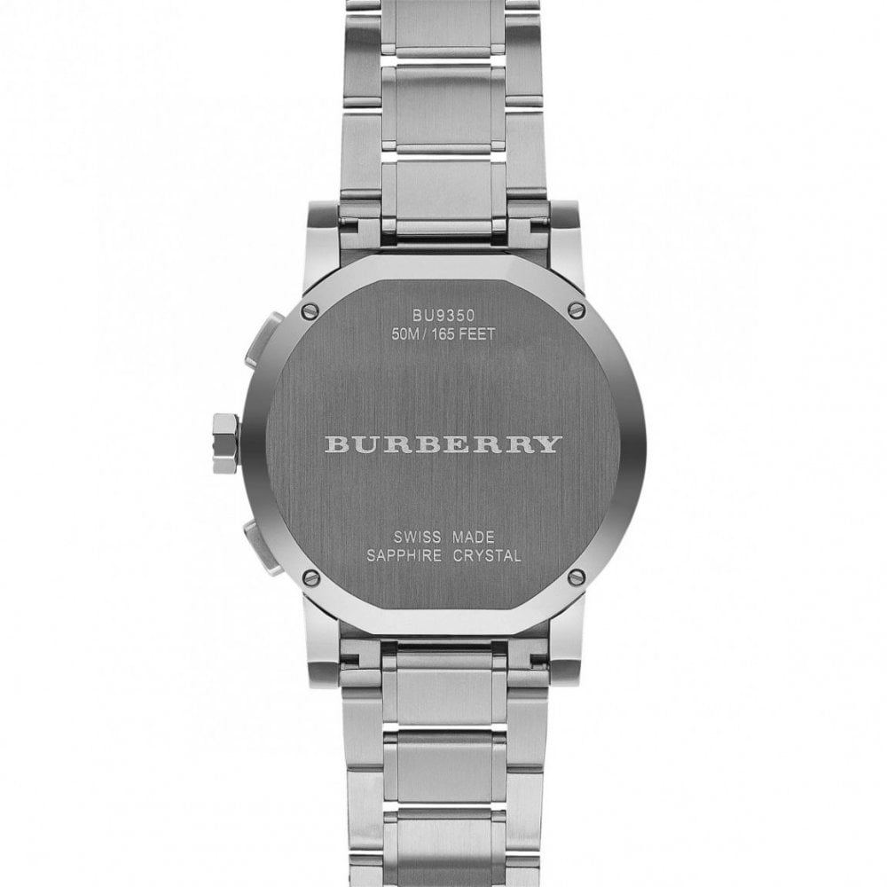 Burberry The City Chronograph Silver Dial Silver Steel Strap Watch for Men - BU9350