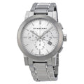 Burberry The City Chronograph Silver Dial Silver Steel Strap Watch for Men - BU9350