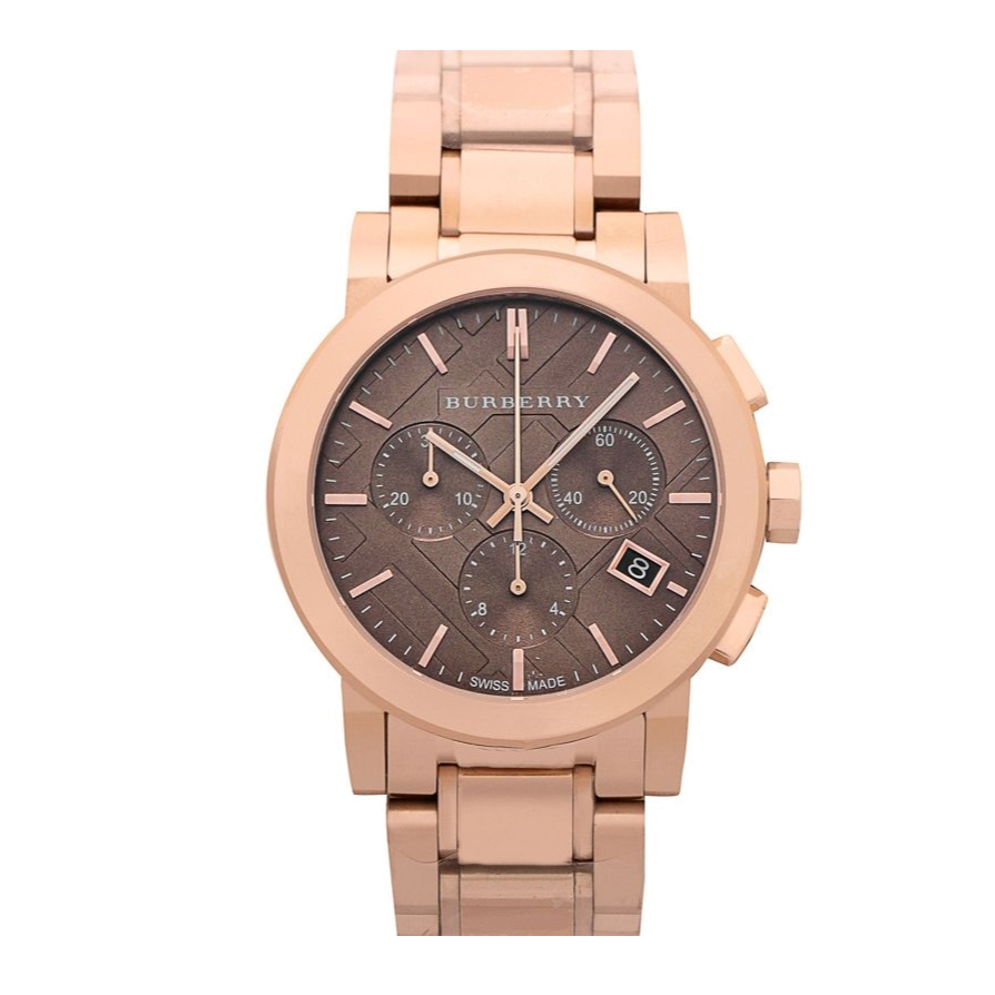Burberry The City Grey Dial Rose Gold Steel Strap Unisex Watch - BU9754
