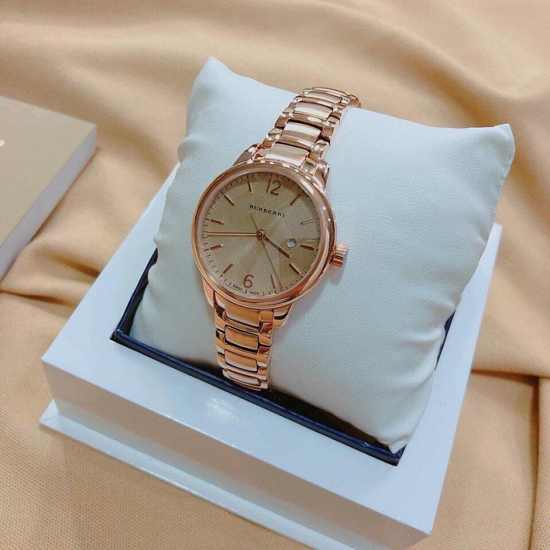 Burberry The Classic Rose Gold Dial Rose Gold Steel Strap Watch for Women - BU10116