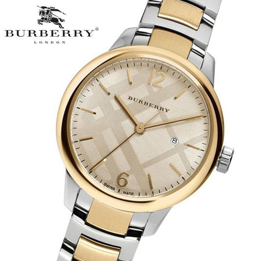 Burberry The Classic Champagne Dial Two Tone Stainless Steel Strap Watch for Women - BU10118