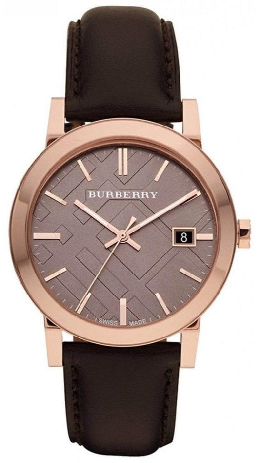 Burberry The City Brown Dial Brown Leather Strap Unisex Watch - BU9755