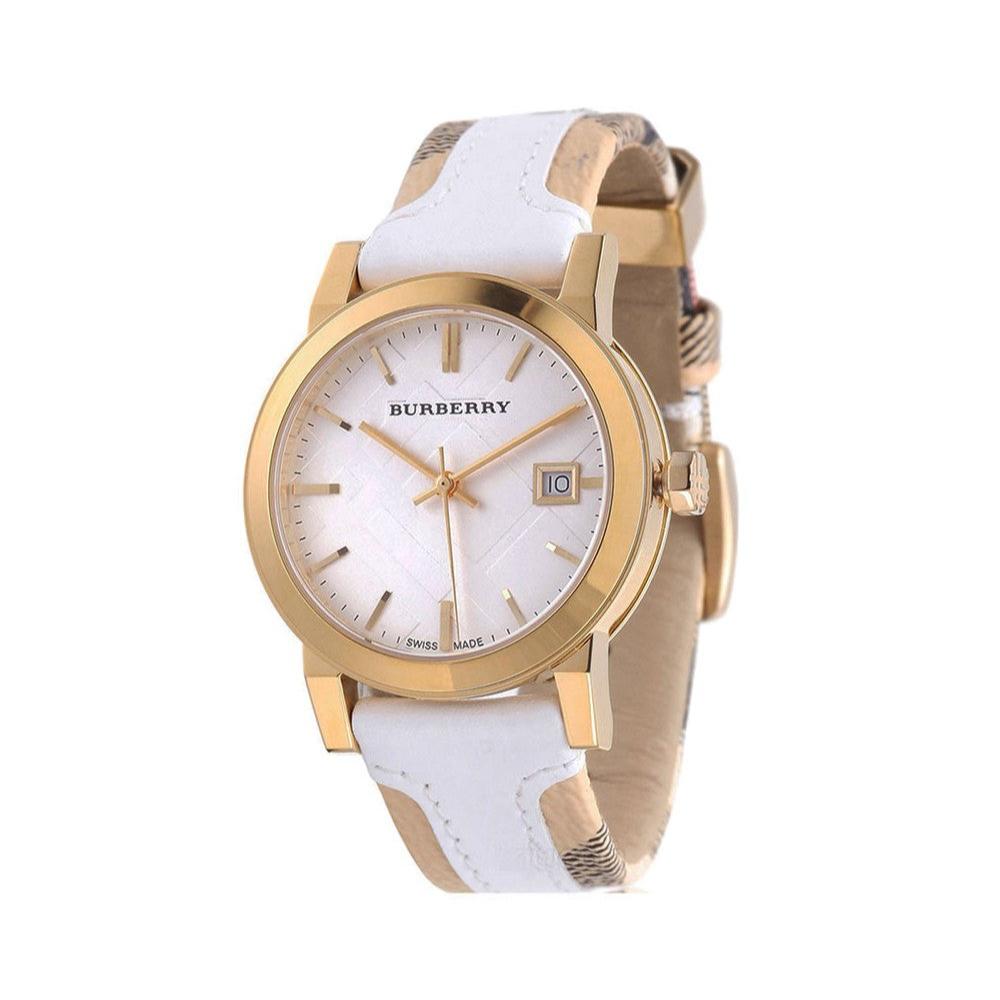 Burberry The City White Dial White Leather Strap Watch for Women - BU9110