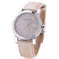 Burberry The City Beige Dial Beige Leather Strap Watch for Women - BU9107