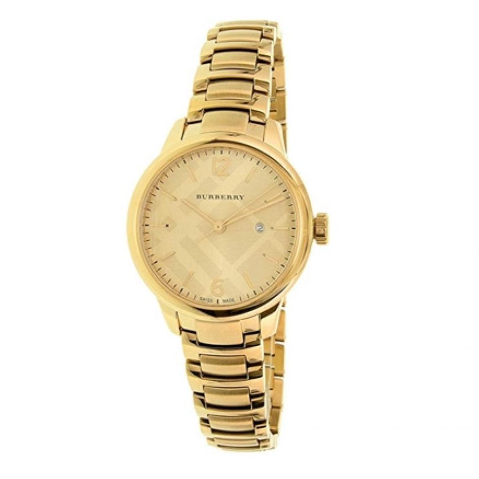 Burberry The Classic Gold Dial Gold Steel Strap Watch for Women - BU10109