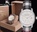 Burberry The Classic Silver Dial Horseferry Black Leather Strap Watch for Men - BU10002