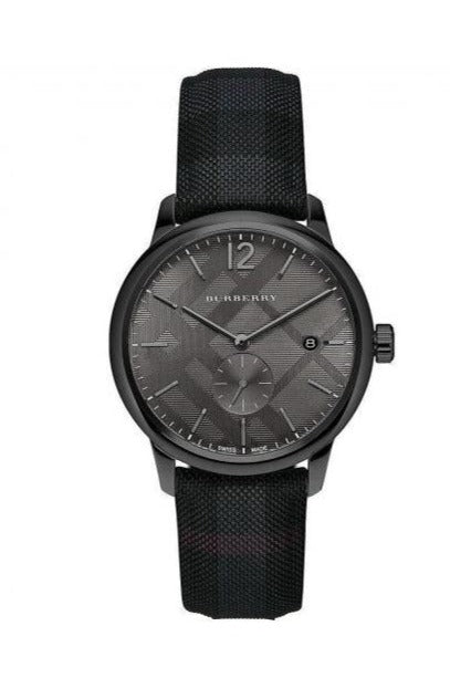 Burberry The Classic Round Horseferry Black Dial Black Leather Strap Watch for Men - BU10010