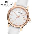 Burberry The City White Dial White Leather Strap Watch for Women - BU9012