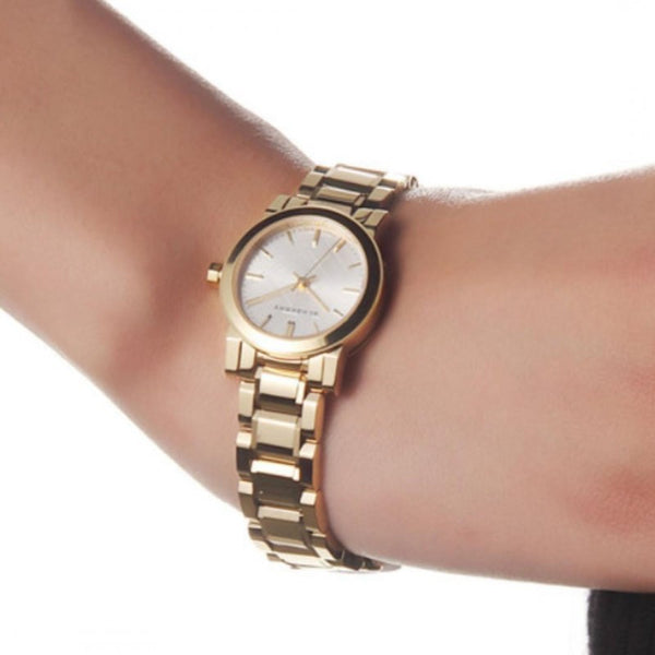 Burberry Heritage White Dial Gold Steel Strap Watch for Women - BU9203