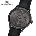 Burberry The Classic Round Horseferry Black Dial Black Leather Strap Watch for Men - BU10010