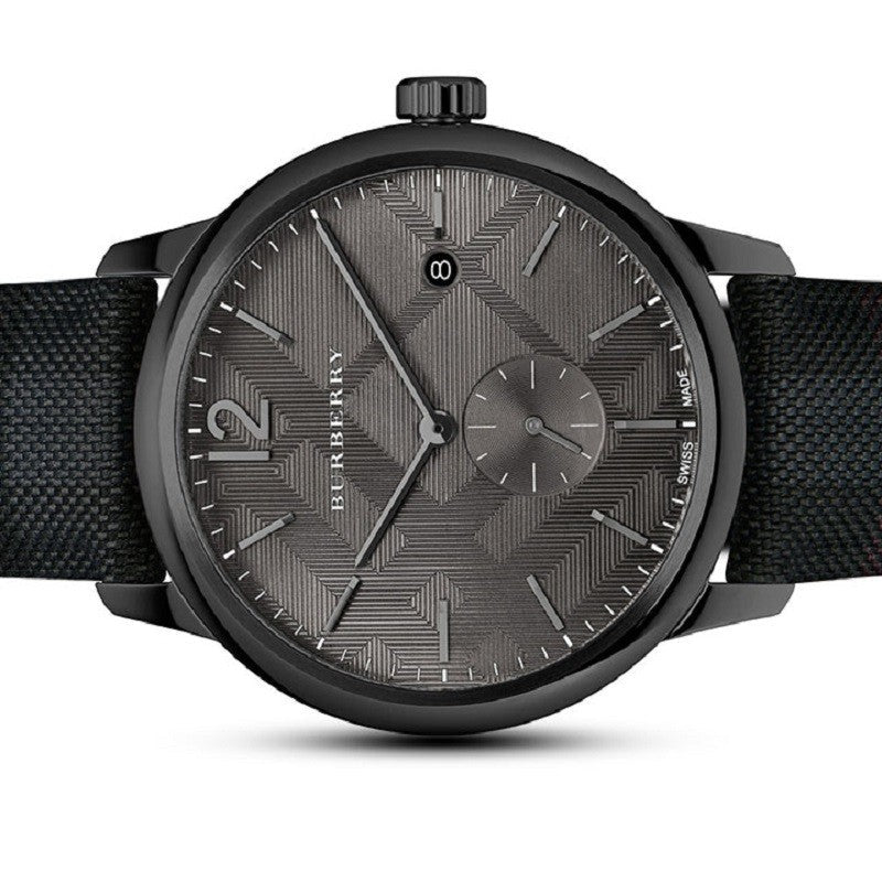 Burberry The Classic Round Horseferry Black Dial Black Leather Strap Watch for Men - BU10010