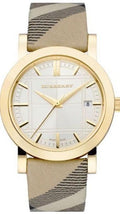 Burberry Heritage Gold Dial Beige Leather Strap Watch for Women - BU1398