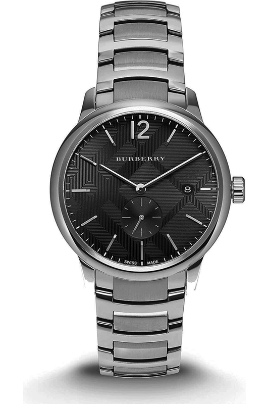 Burberry The Classic Round Black Dial Silver Stainless Steel Strap Watch for Men - BU10005