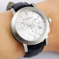 Burberry The City Chronograph White Dial Black Leather Strap Watch for Men - BU9355