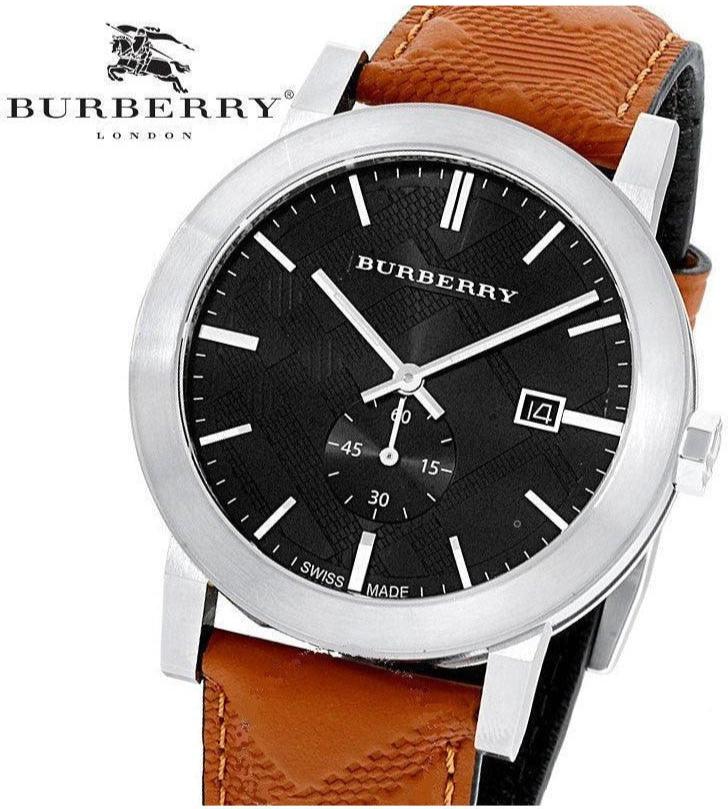 Burberry The City Black Dial Brown Leather Strap Watch for Men - BU9905