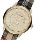 Burberry The Classic Round Gold Dial Brown Leather Strap Unisex Watch - BU10001