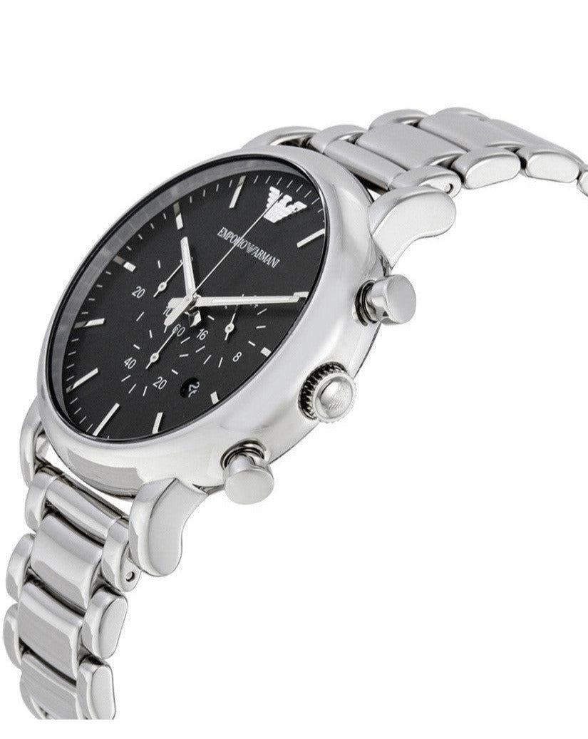 Emporio Armani Luigi Chronograph Black Dial Silver Steel Strap Watch For Men - AR1894