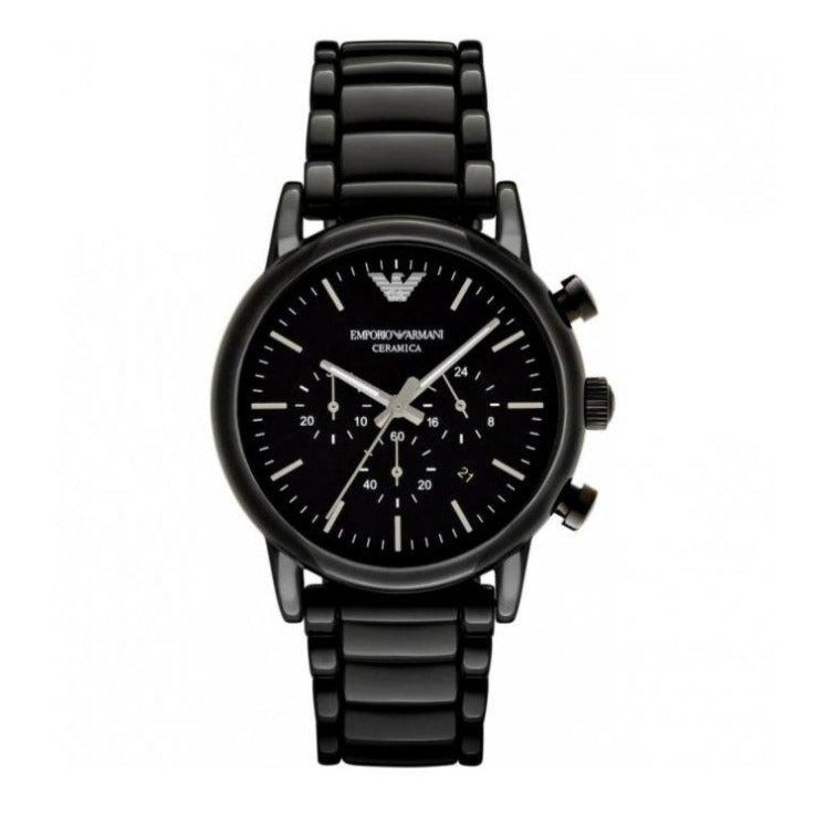 Emporio Armani Luigi Chronograph Black Dial Black Steel Strap Watch For Men - AR1507