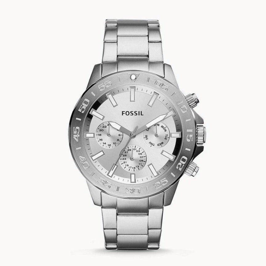 Fossil Bannon Multifunction Chronograph Grey Dial Gray Steel Strap Watch for Men - BQ2491