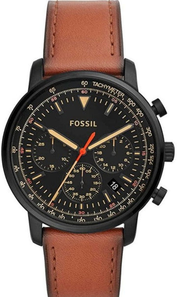 Fossil Goodwin Luggage Chronograph Black Dial Brown Leather Strap Watch for Men - FS5501