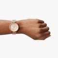 Fossil Jacqueline Day Date Rose Gold Dial Rose Gold Steel Strap Watch for Women - ES3665