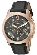 Fossil Grant Chronograph Grey Dial Black Leather Strap Watch for Men - FS5085