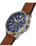 Fossil Garrett Chronograph Blue Dial Brown Leather Strap Watch for Men - FS5625