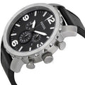 Fossil Nate Chronograph Black Dial Black Leather Strap Watch for Men - JR1436