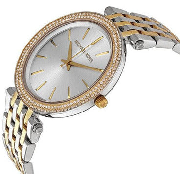 Michael Kors Darci White Dial Two Tone Steel Strap Watch for Women - MK3323